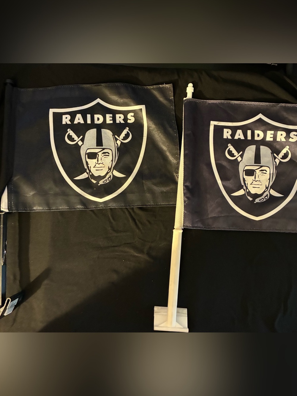 Raiders Car & Hand Flags - Black & White